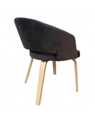 Silla con brazos RACE, madera de hevea y velvet...