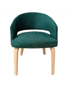 Silla con brazos RACE, madera de hevea y velvet verde oscuro 2