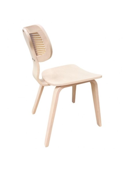 Silla vintage ANOUK, madera de hevea natural, respaldo rejilla