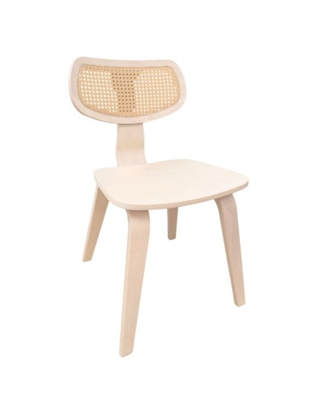 Silla vintage ANOUK, madera de hevea natural, respaldo rejilla