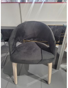 Silla con brazos RACE, madera de hevea y velvet gris ocuro 2