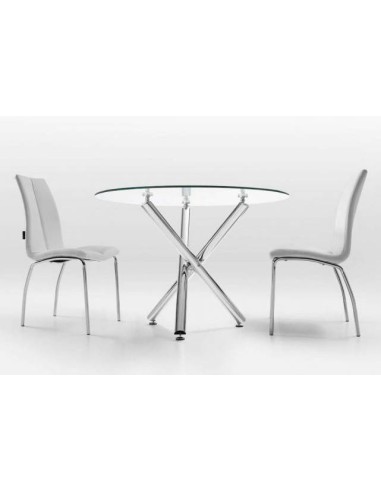 Mesa redonda 110 Spectra, cristal, cromado