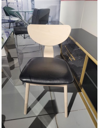 Silla nórdica GENO, madera de hevea y similpiel...