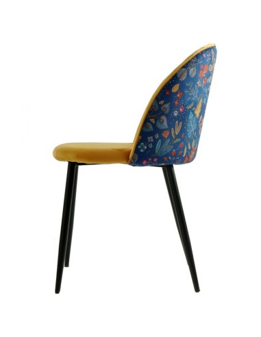 Silla diseño FLORA, tapizado velvet amarillo...