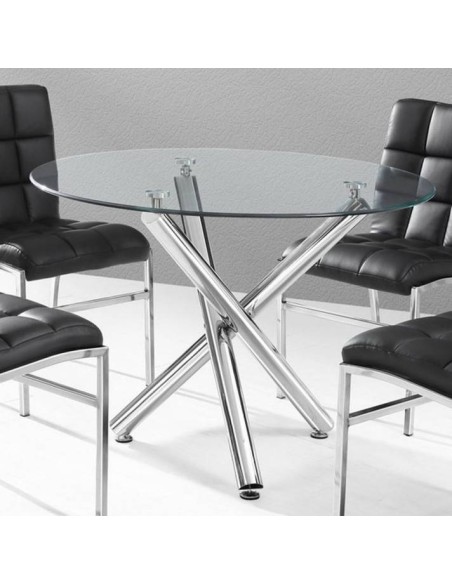 Mesa redonda 110 Spectra, vidro, cromado