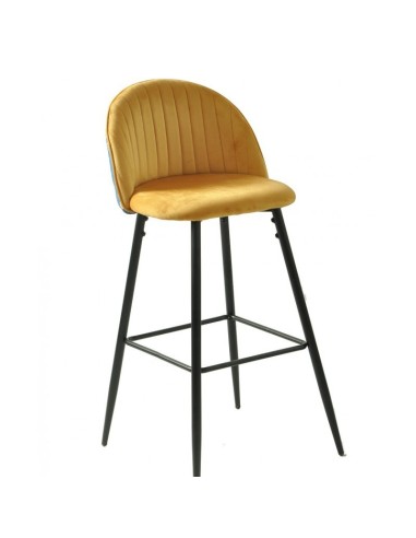 Taburete FLORA 75, tapizado velvet amarillo con...