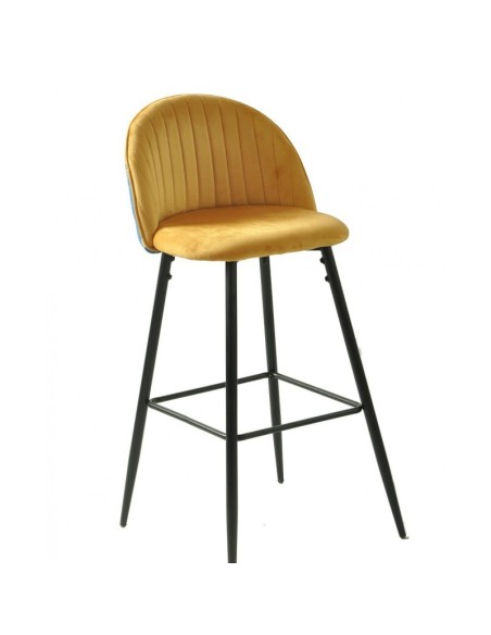 Taburete FLORA 75, tapizado velvet amarillo con trasera carnaval