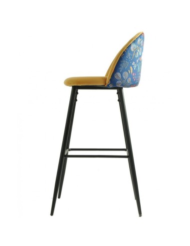 Taburete FLORA 75, tapizado velvet amarillo con...