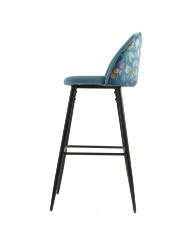 Taburete FLORA 75, tapizado velvet azul con...