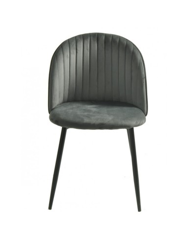 Silla diseño FLORAL, tapizado velvet gris con...