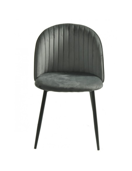 Silla diseño FLORAL, tapizado velvet gris con trasera palmeras