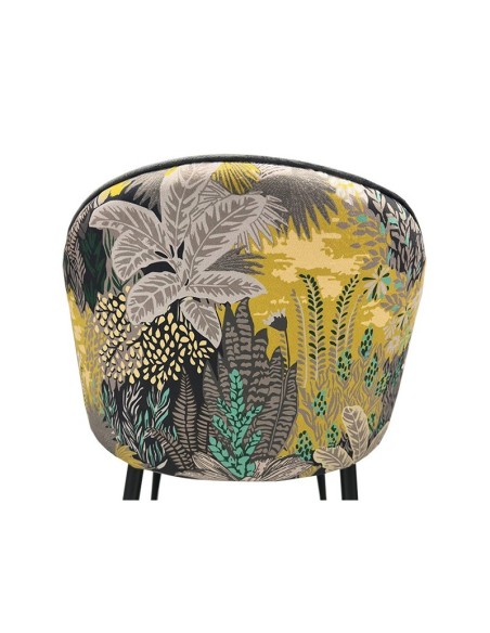 Silla diseño FLORAL, tapizado velvet gris con trasera palmeras