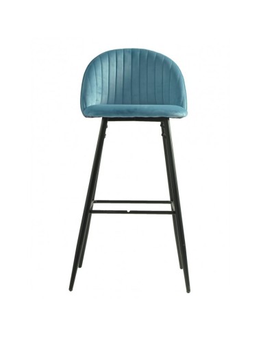 Taburete alto FLORA 75, tapizado velvet azul...