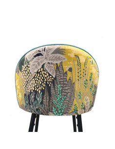 Taburete alto FLORA 75, tapizado velvet azul con trasera... 2