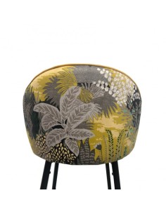 Banco alto FLORA 75, estofo em veludo amarelo com encosto... 2