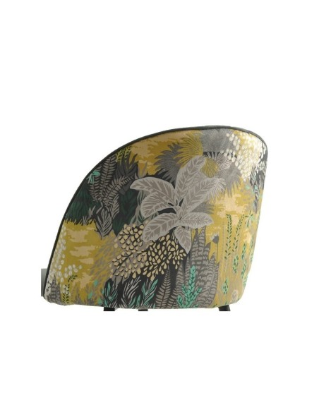 Cadeira design FLORAL, estofos em veludo azul com encosto em palmeira