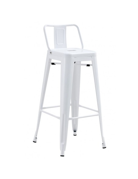 Taburete TOLIX con respaldo, acero blanco