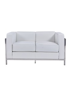 Sofá 2 plazas vanguardista LECO similpiel blanco 2