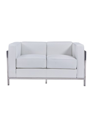 Sofá 2 plazas vanguardista LECO similpiel blanco