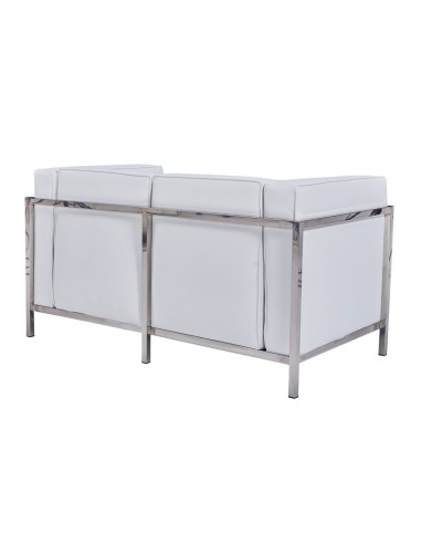 Sofá 2 plazas vanguardista LECO similpiel blanco
