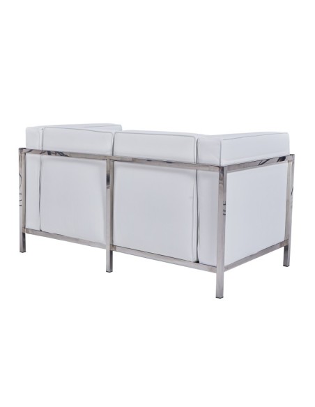 Sofá 2 plazas vanguardista LECO similpiel blanco