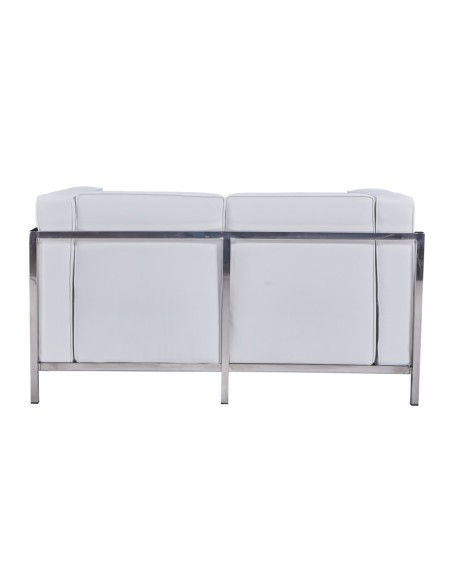 Sofá 2 plazas vanguardista LECO similpiel blanco