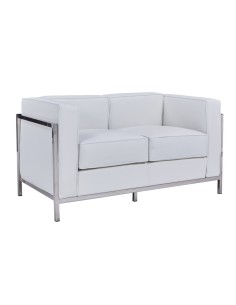 Sofá 2 plazas vanguardista LECO similpiel blanco