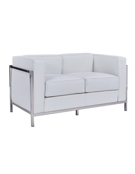 Sofá 2 plazas vanguardista LECO similpiel blanco