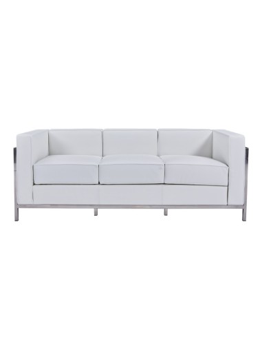 Sofá 3 plazas vanguardista LECO similpiel blanco