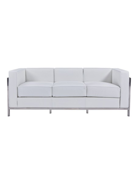Sofá 3 plazas vanguardista LECO similpiel blanco