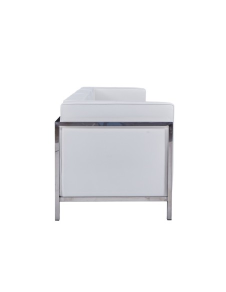 Sofá 3 plazas vanguardista LECO similpiel blanco