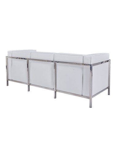 Sofá 3 plazas vanguardista LECO similpiel blanco
