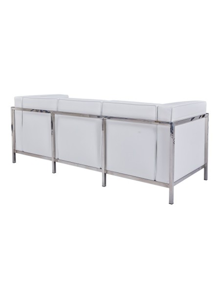 Sofá 3 plazas vanguardista LECO similpiel blanco