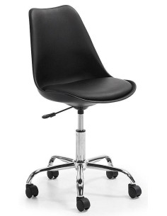 SILLA OFICE ORLANDO CROM PLASTICO NEGRO COJIN SIMILPIEL