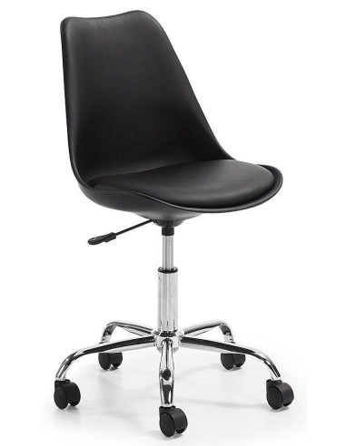 SILLA OFICE ORLANDO CROM PLASTICO NEGRO COJIN SIMILPIEL