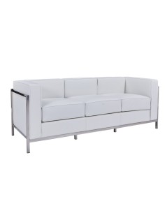 Sofá 3 plazas vanguardista LECO similpiel blanco 2