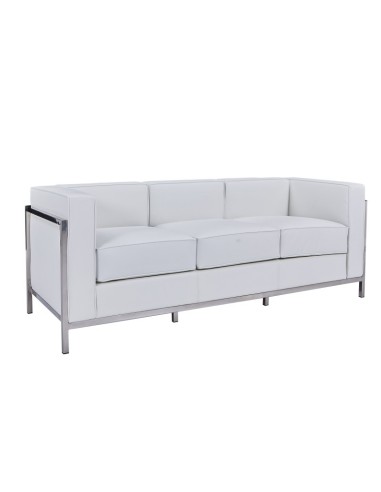 Sofá 3 plazas vanguardista LECO similpiel blanco