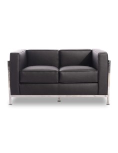 Sofá 2 plazas vanguardista LECO similpiel negro 2