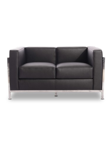Sofá 2 plazas vanguardista LECO similpiel negro