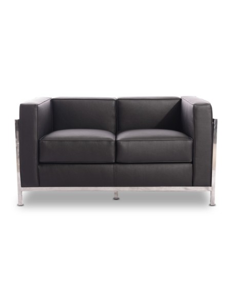 Sofá 2 plazas vanguardista LECO similpiel negro
