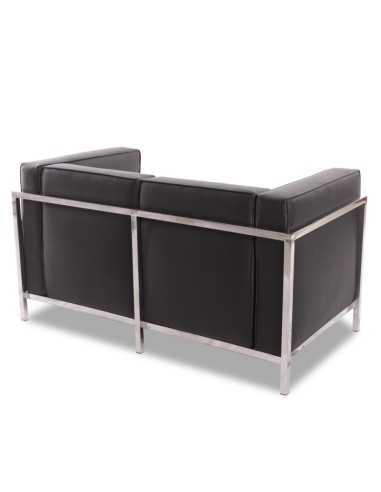 Sofá 2 plazas vanguardista LECO similpiel negro
