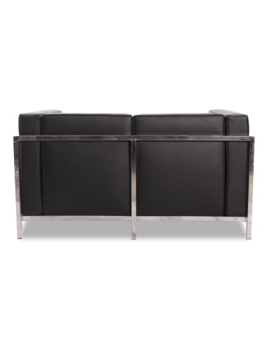 Sofá 2 plazas vanguardista LECO similpiel negro