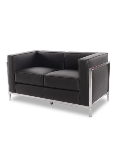 Sofá 2 plazas vanguardista LECO similpiel negro