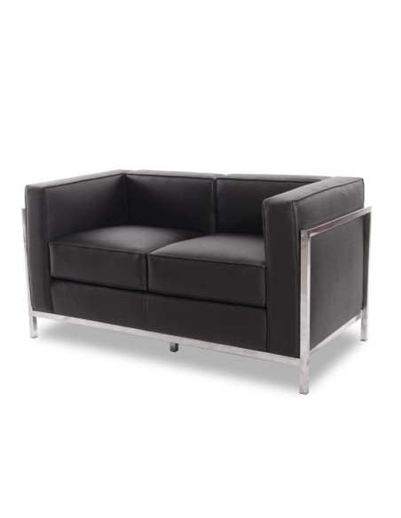 Sofá 2 plazas vanguardista LECO similpiel negro