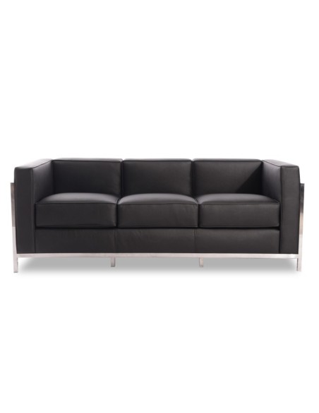 Sofá 3 plazas vanguardista LECO similpiel negro