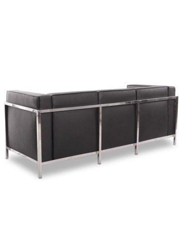Sofá 3 plazas vanguardista LECO similpiel negro