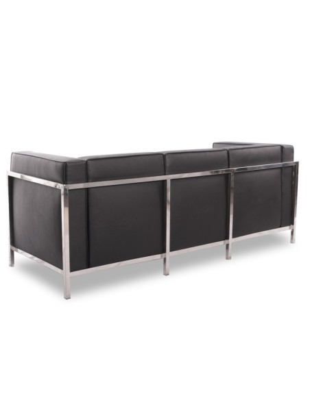 Sofá 3 plazas vanguardista LECO similpiel negro