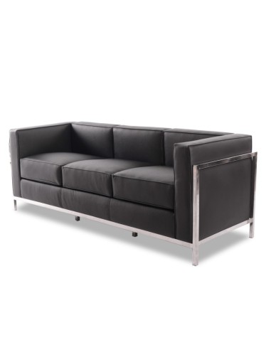 Sofá 3 plazas vanguardista LECO similpiel negro