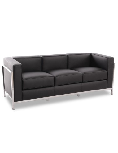 Sofá 3 plazas vanguardista LECO similpiel negro