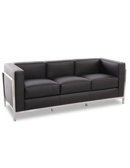 Sofá 3 plazas vanguardista LECO similpiel negro